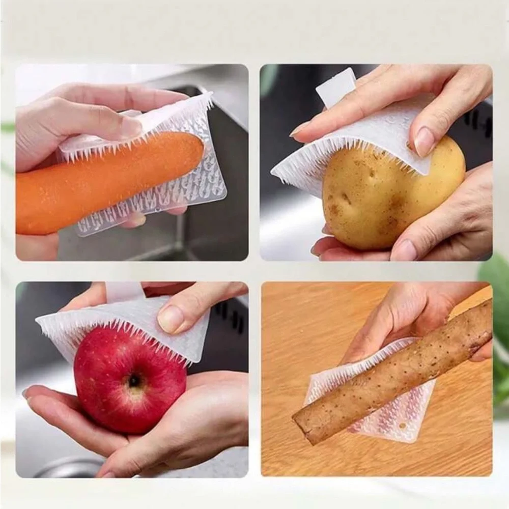 Silicone Fruit, Vegetable, and Dish Scrubber - White